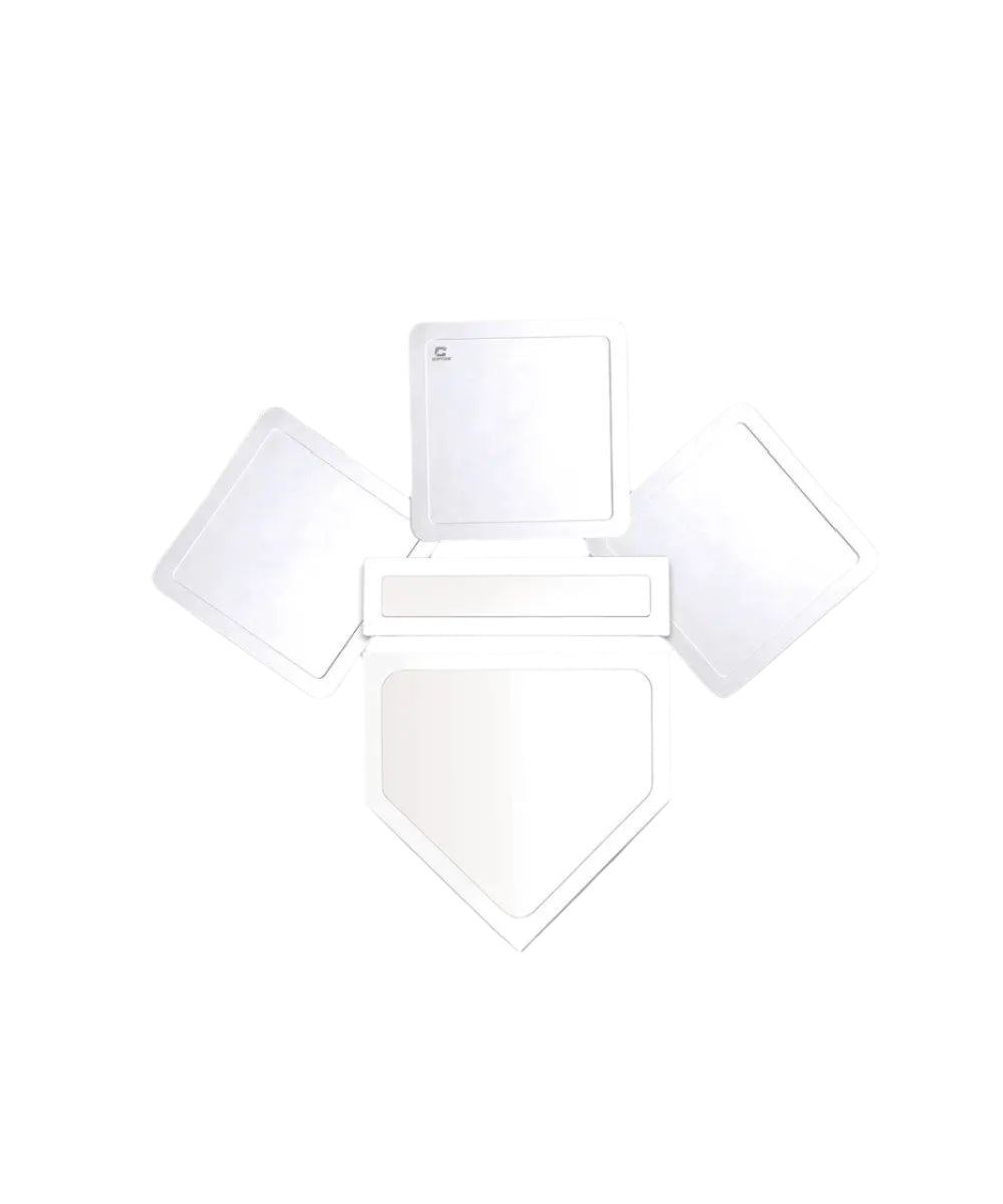 A set of 5 white bases to set up your baseball field.