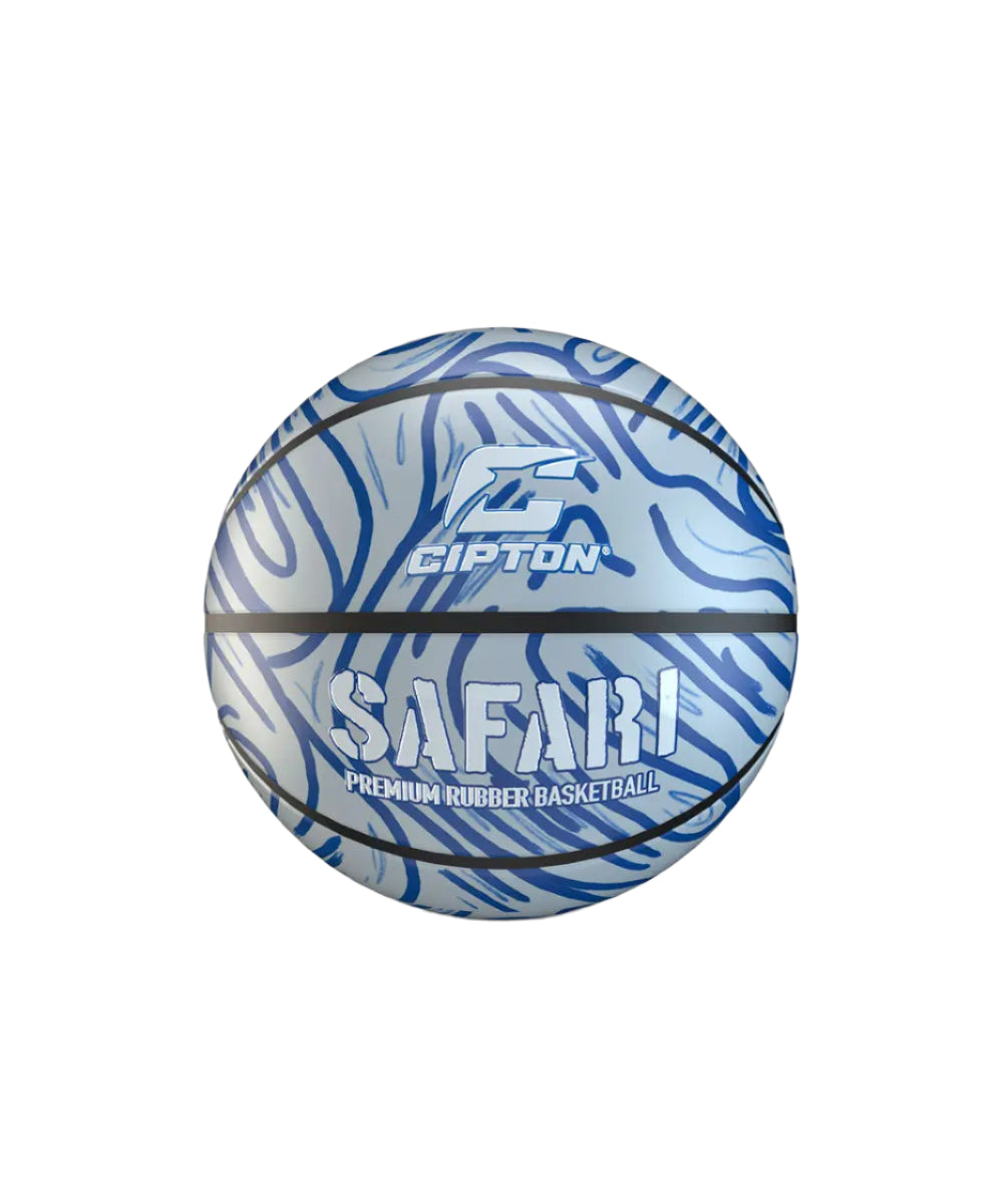 Get ready to shoot some hoops with this Cipton Safari Premium Rubber Basketball. Featuring a striking gray and blue design, this ball is both durable and stylish.