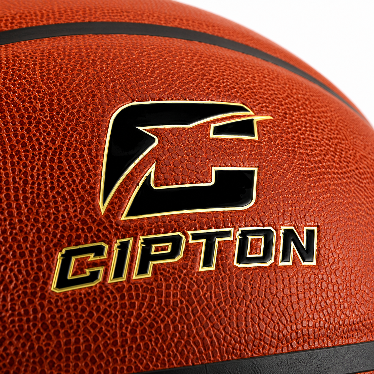 Close-up of the CIPTON logo on the Elite Pro basketball
