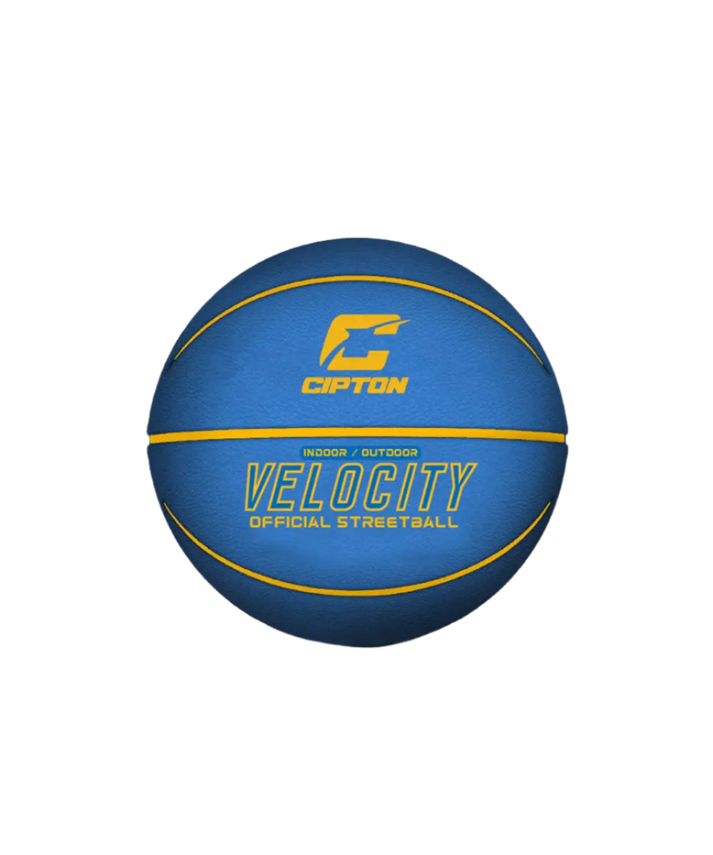 This vibrant basketball is a Cipton Velocity Official Streetball. Perfect for a game with friends or a solo practice session.