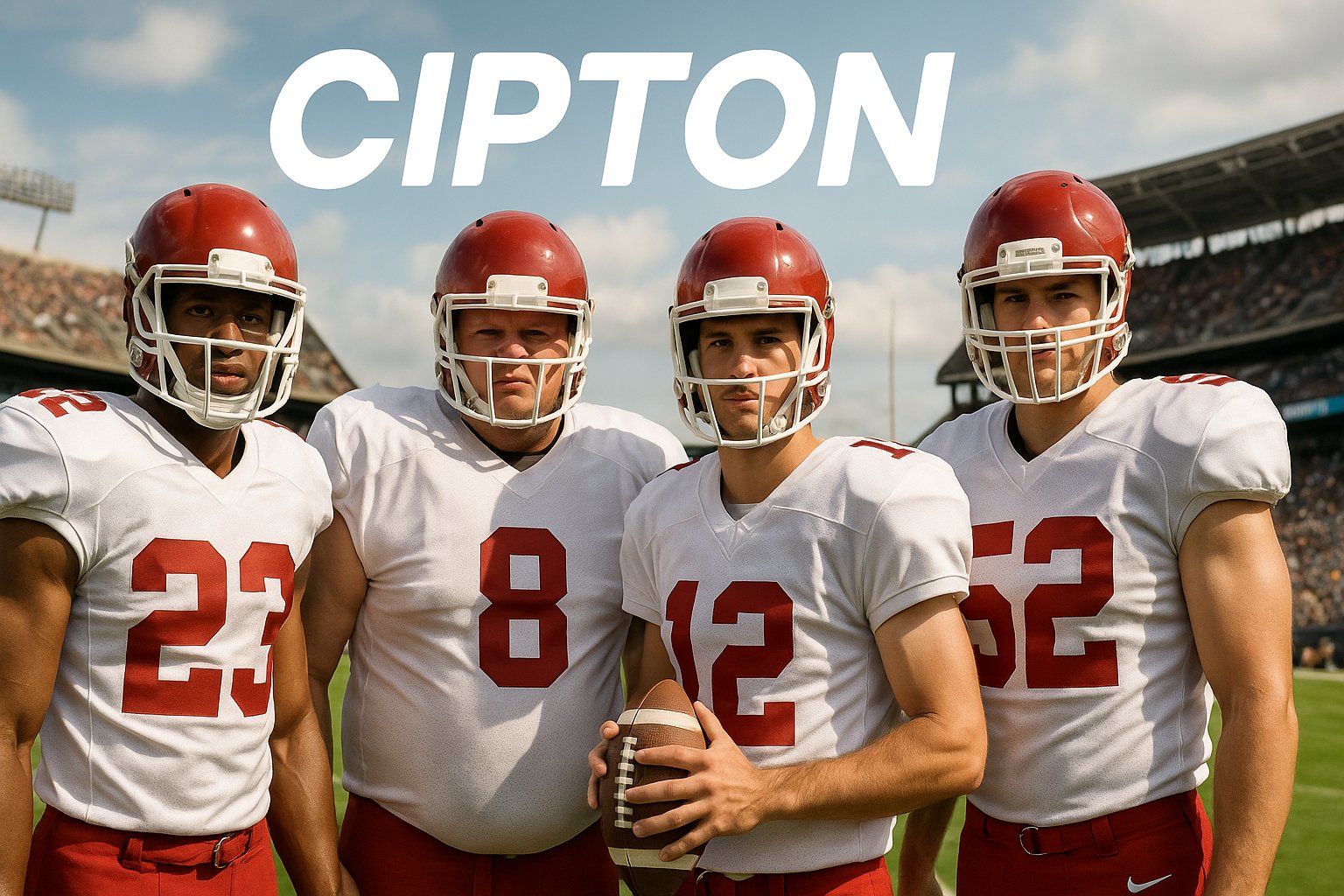 A vibrant Cipton football rests on the lush green grass, ready for a team of enthusiastic football players.