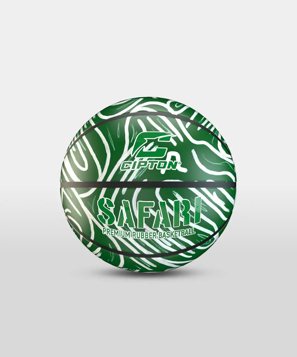 Unleash your basketball skills with this exceptional Cipton Safari Premium Rubber Basketball. Its vibrant green and white design adds a touch of style to your game