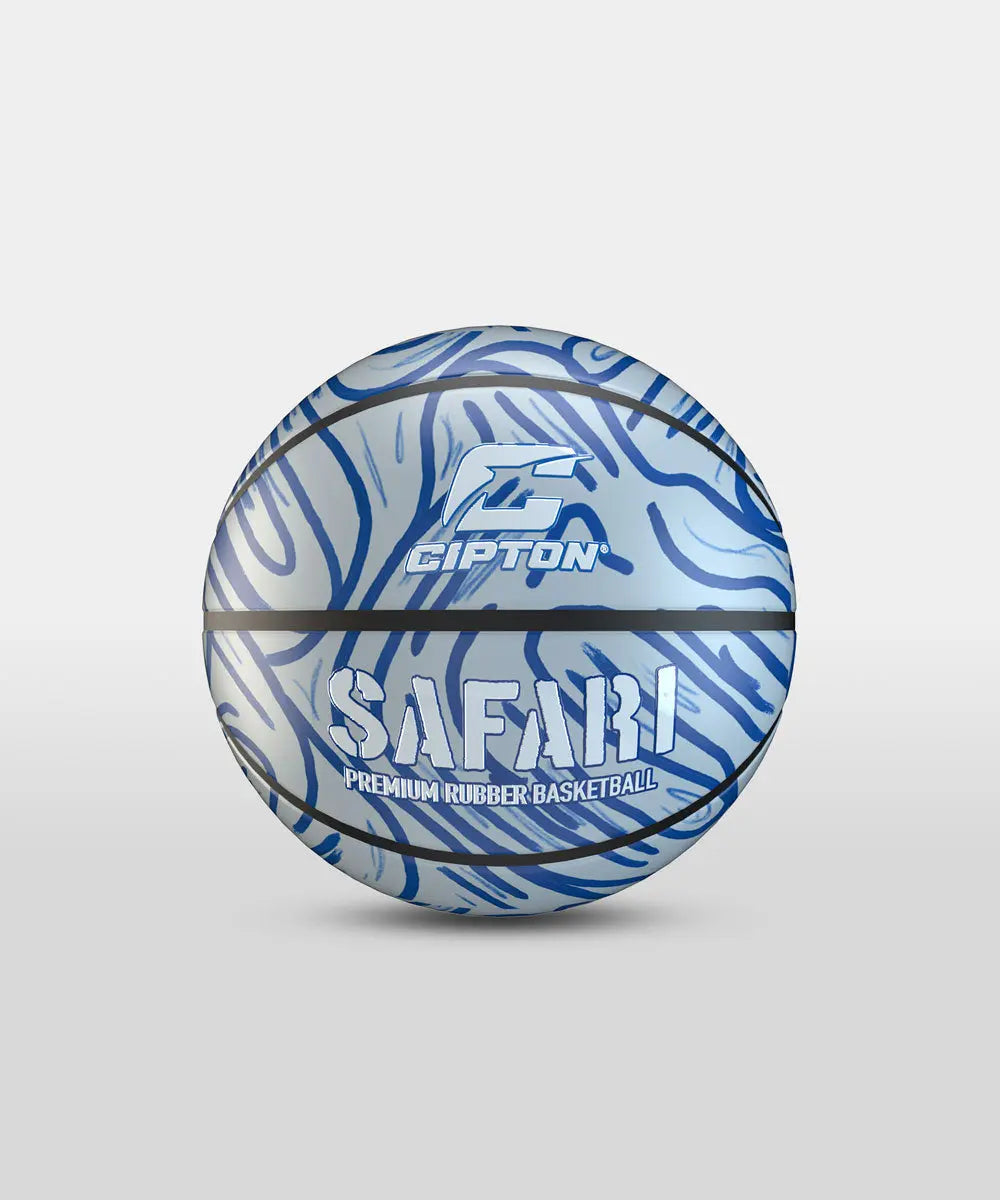 Get ready to shoot some hoops with this Cipton Safari Premium Rubber Basketball. Featuring a striking gray and blue design, this ball is both durable and stylish.