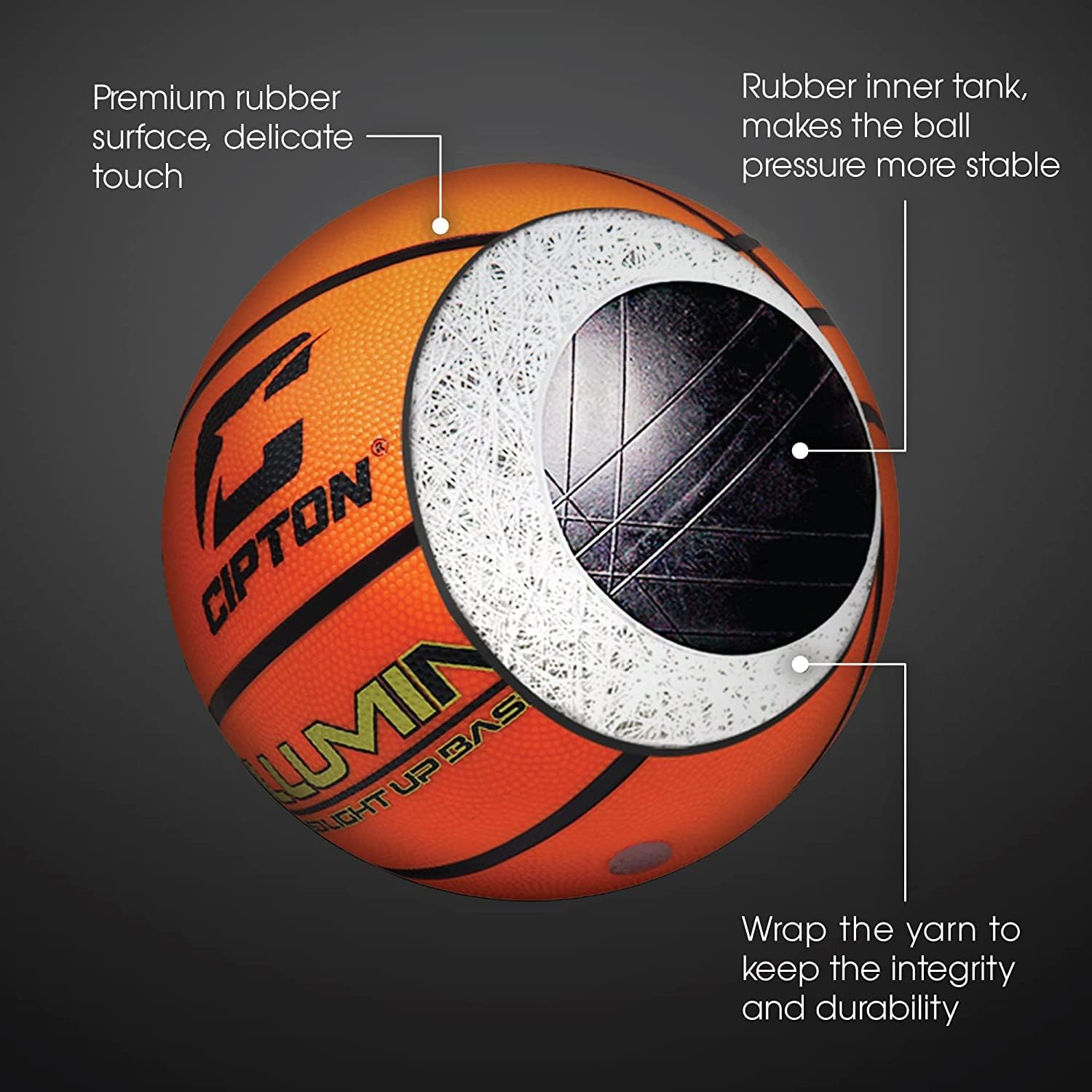 LED Premium Rubber Basketball (27.5