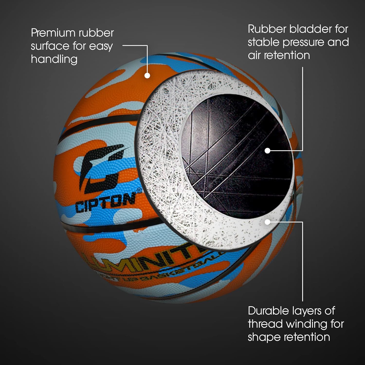 CIPTON LED Premium Rubber Basketball Camouflage Design (29.5")