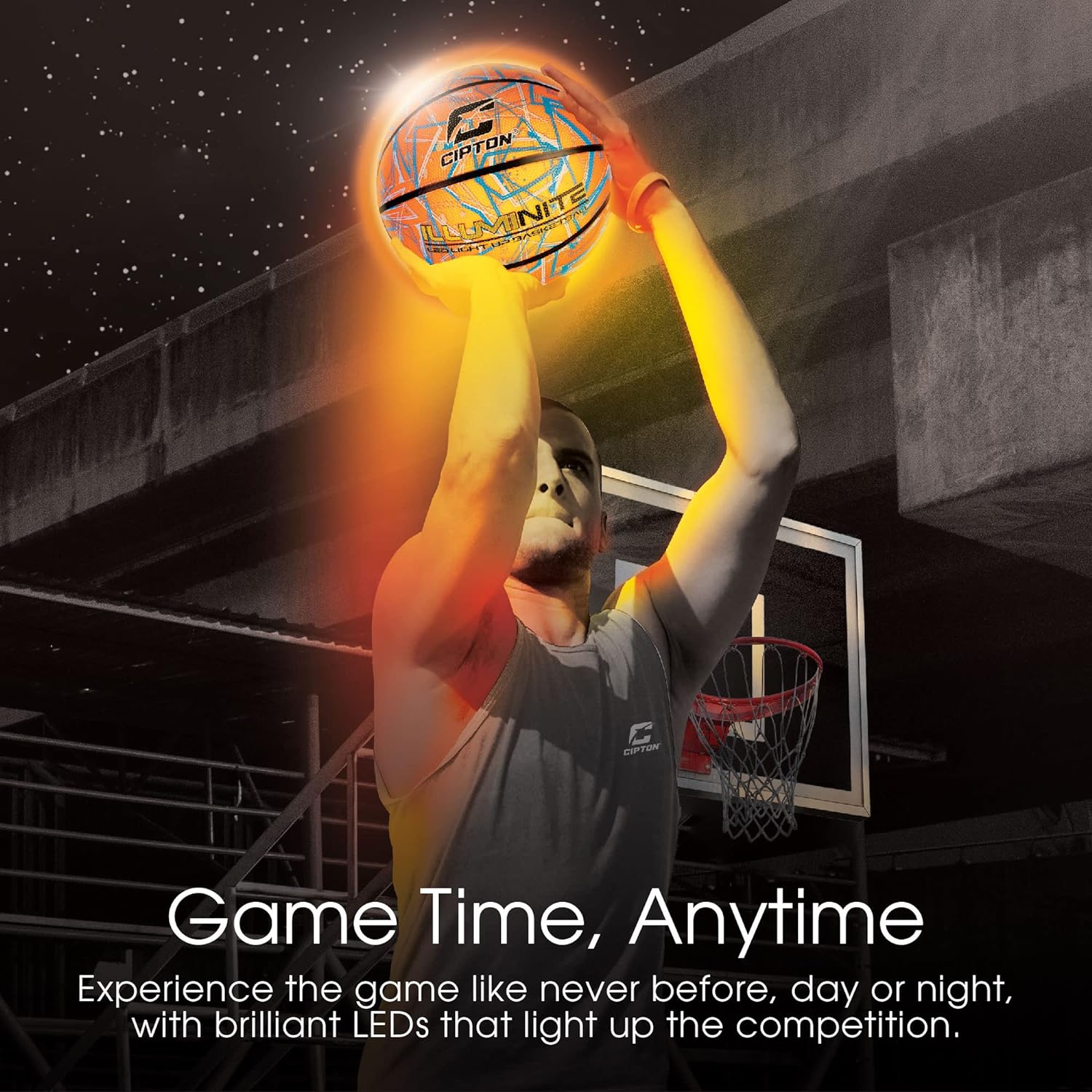CIPTON LED Premium Rubber Basketball Electric Stripes Design  (29.5")