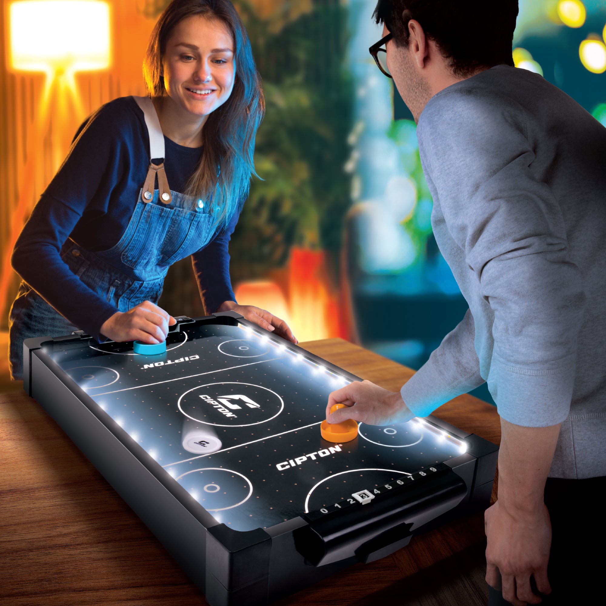 CIPTON LED Light Up Tabletop Air Hockey