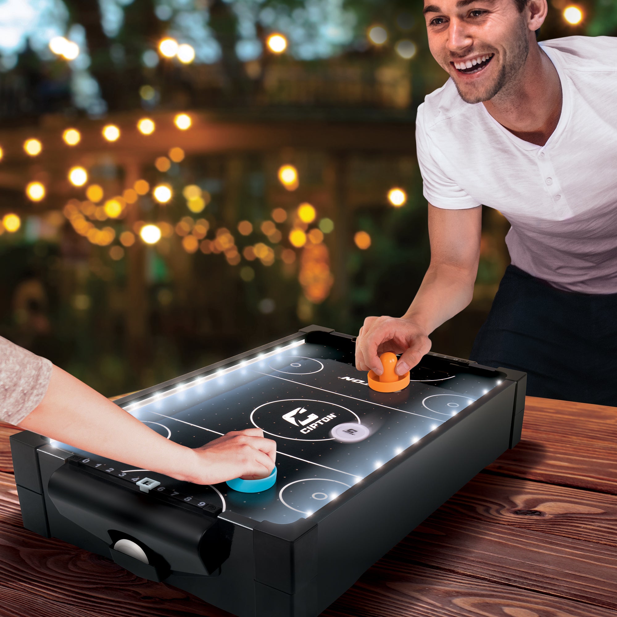 CIPTON LED Light Up Tabletop Air Hockey