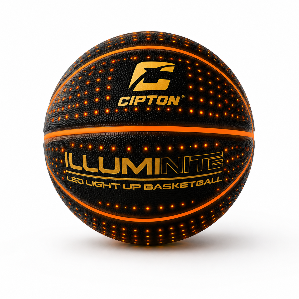 CIPTON Illuminite LED composite basketball, lit, front view