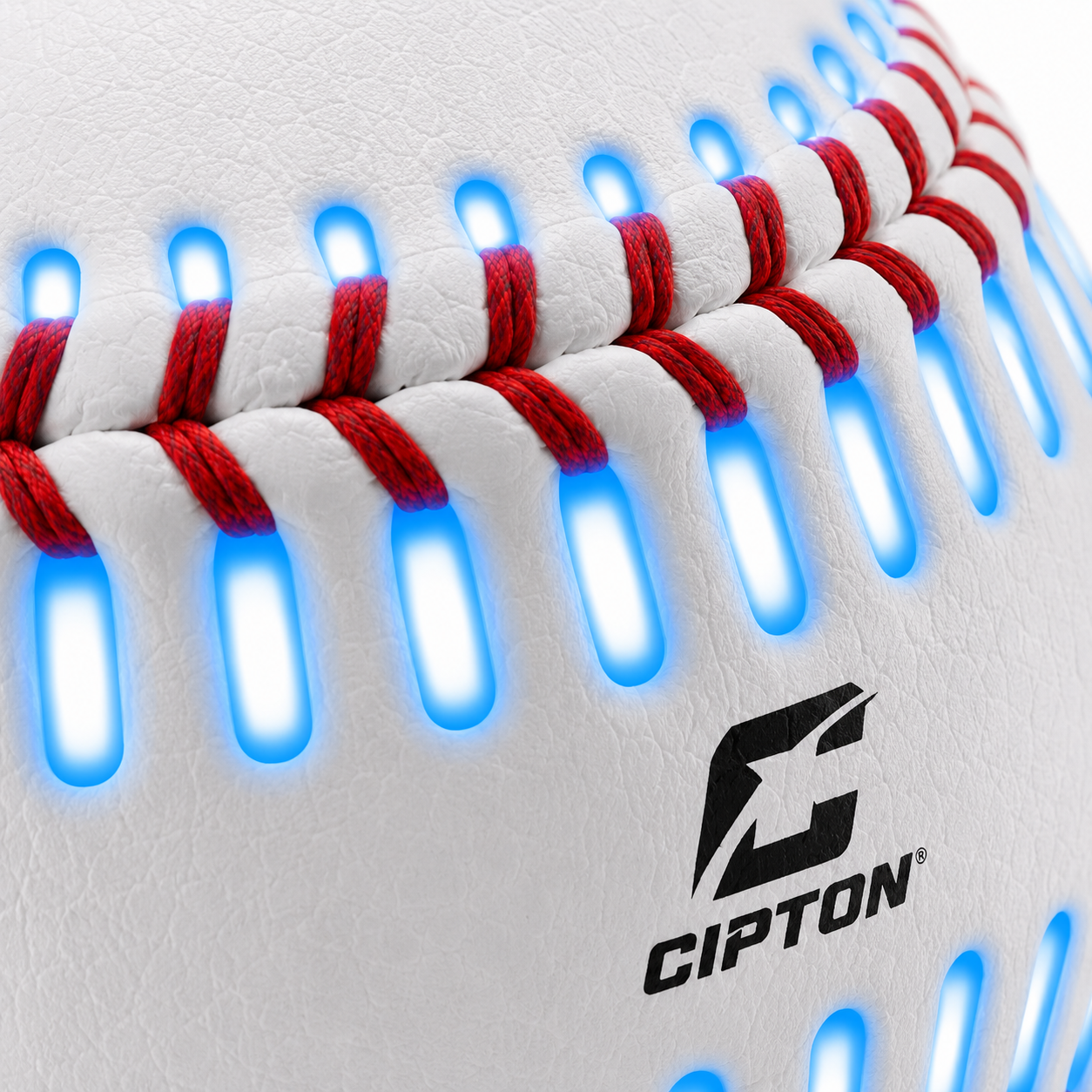 Seam LED detail on the CIPTON light-up baseball