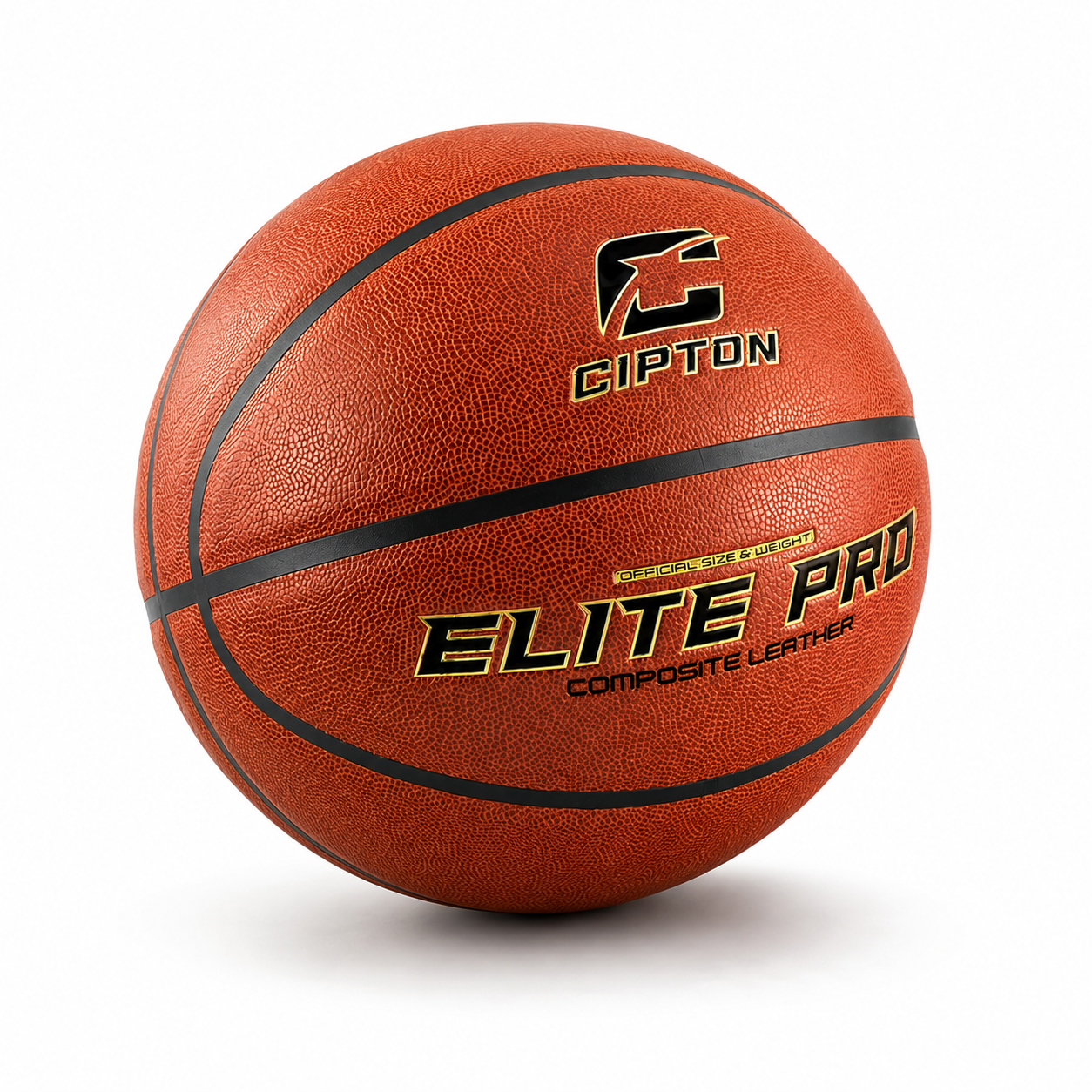 CIPTON Elite Pro composite leather basketball, angled view