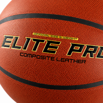 Elite Pro Composite Leather lettering close-up on the CIPTON basketball
