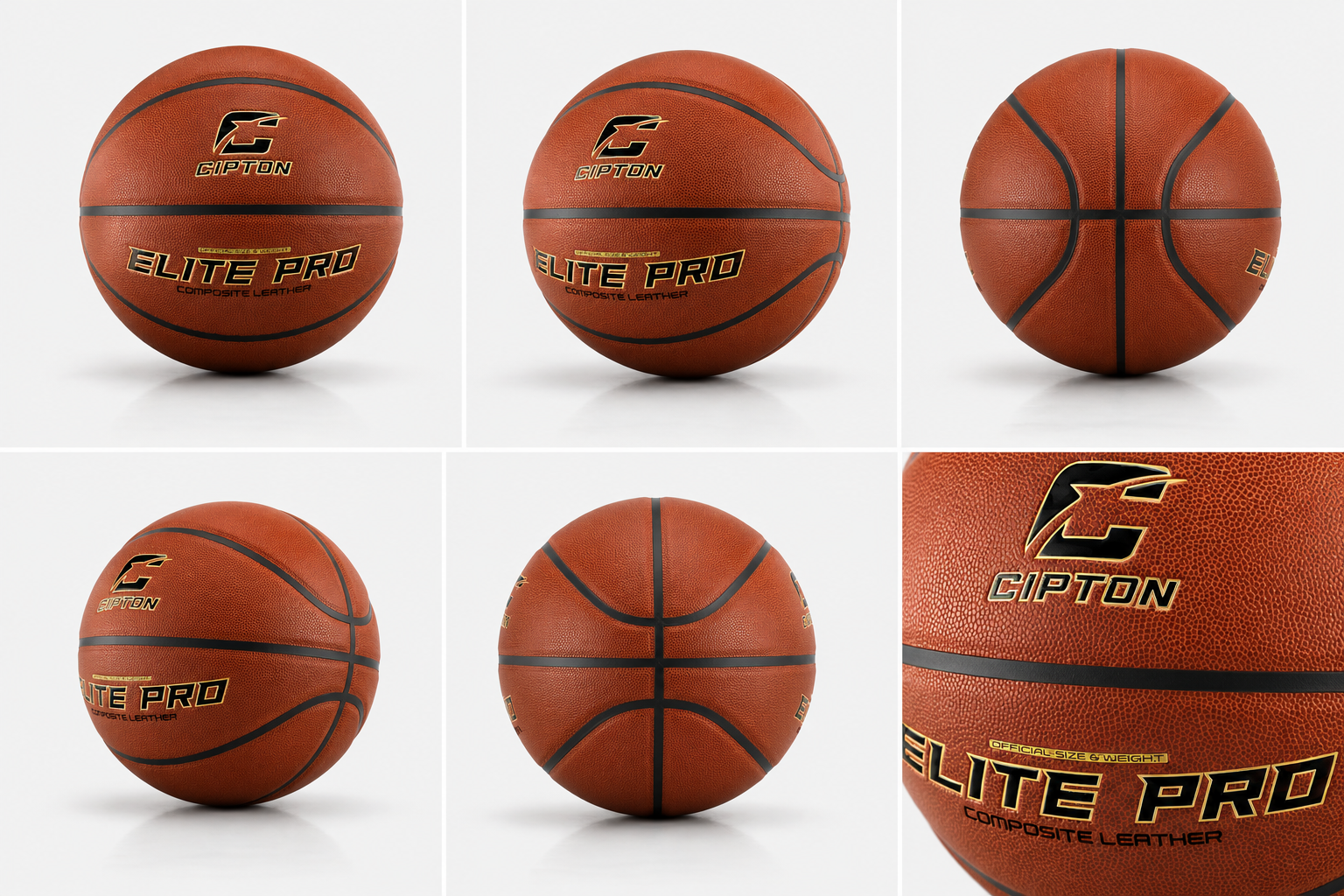 CIPTON Elite Pro basketball shown from six angles