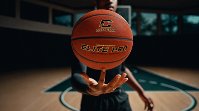 Player spinning a CIPTON Elite Pro composite basketball on an indoor court
