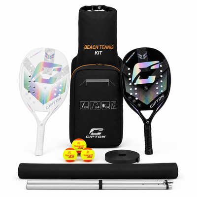 CIPTON Beach Tennis Kit: two rackets, three balls, net poles and carry bag