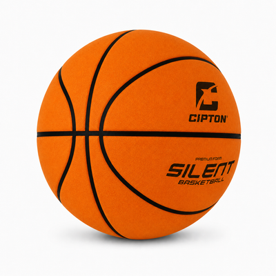 CIPTON Silent Basketball in orange, angled view