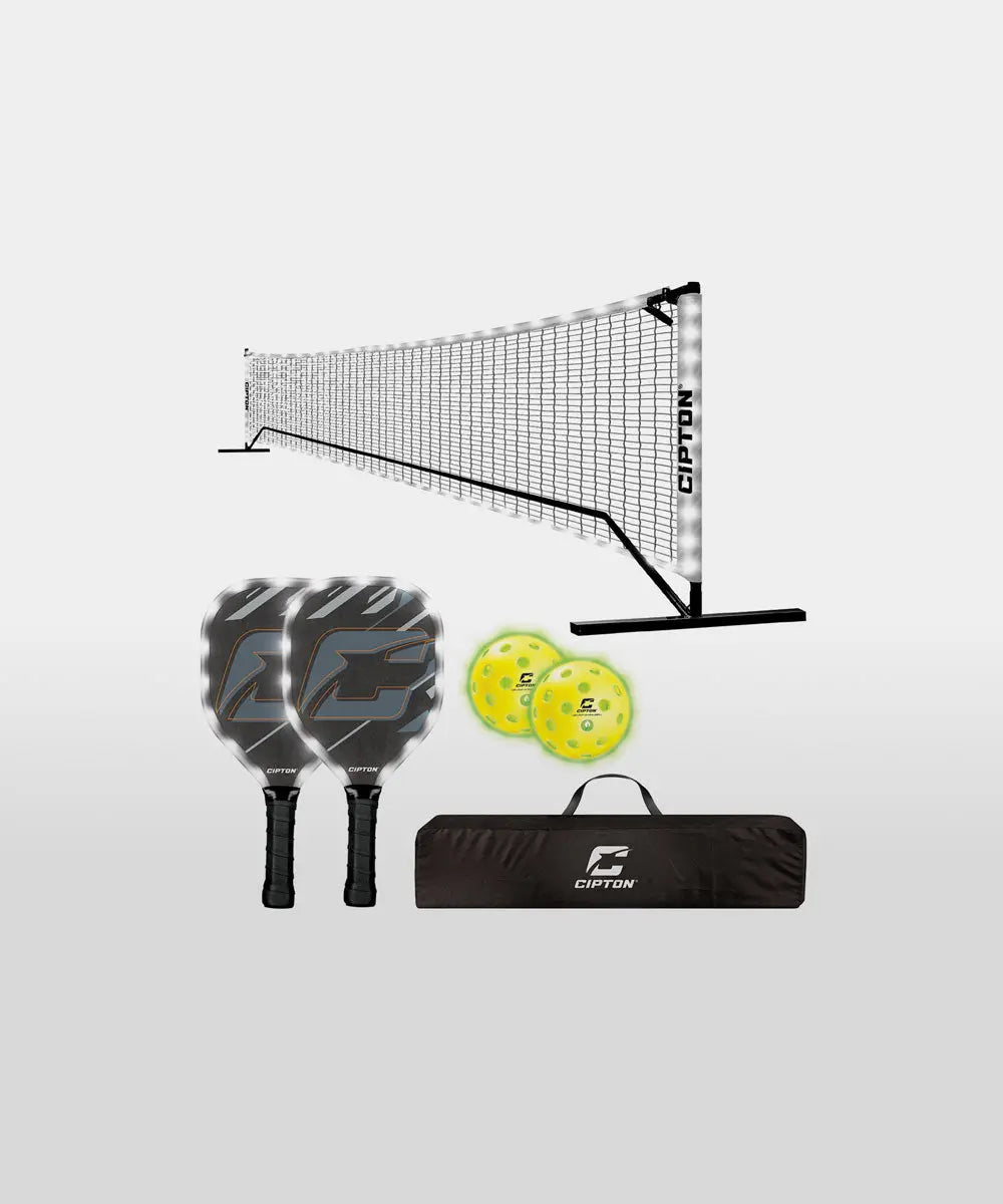 Take your pickleball game to the next level with this portable net, paddles, and ball set.