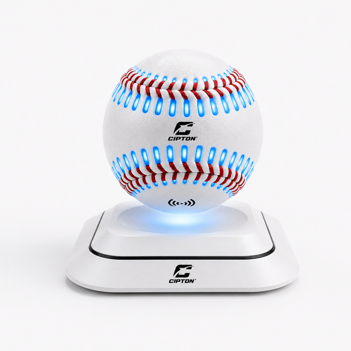 CIPTON LED baseball charging on its wireless charging stand