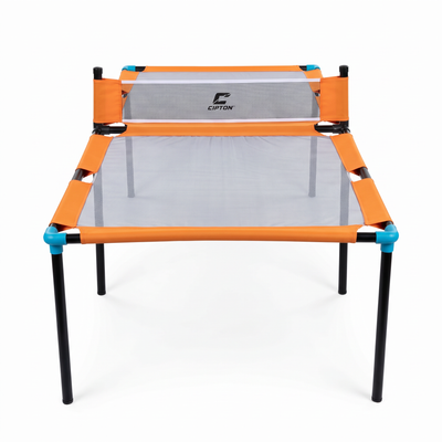 CIPTON Slam Pong Pro table viewed from one end, center net with logo, on white background